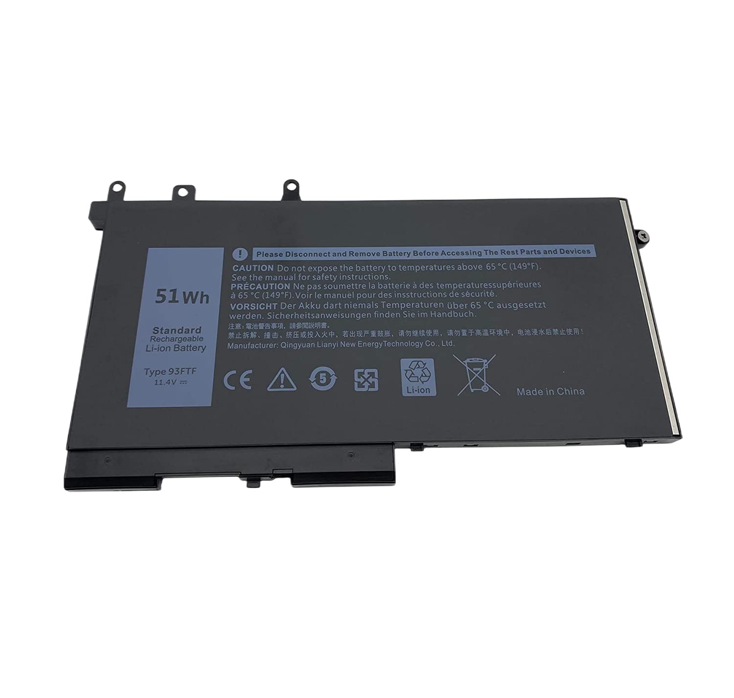 Aluo 93FTF New Laptop Battery compatable with Dell Precision 15 3520 3530 Latitude 5280 5480 5580 5590 5490 5288 5290 5488 E5280 E5480 E5580 E5490 E5590 E5290 D4CMT 4YFVG 83XPC 083XPC