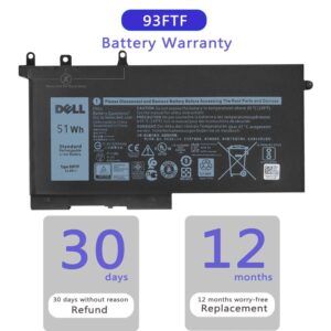 DELL 93FTF Laptop Battery for Dell Latitude 5280 5480 5580 5590 5490 5288 5290 5290 5488 5495 E5480 E5580 E5590 Dell Precision 15 3520 3530 93FTF D4CMT DJWGP DV9NT FPT1C GD1JP 0DJWGP 4YFVG 11.4V 51Wh