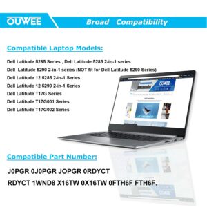 OUWEE J0PGR Laptop Battery Compatible with Dell Latitude 12 5285 5290 2-in-1 Tablet Series Notebook 0J0PGR 1WND8 X16TW FTH6F 0FTH6F 7.6V 42Wh 5250mAh