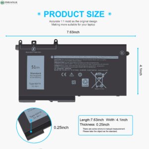 93FTF Battery Replacement for Dell Latitude 5580 5480 5490 5590 5280 5290 5288 5488 5591 5491 5495 E5480 E5580 E5490 E5590 Precision 3520 3530 D4CMT 083XPC 83XPC 4YFVG 451-BBZG 451-BBZT 51Wh 11.4V