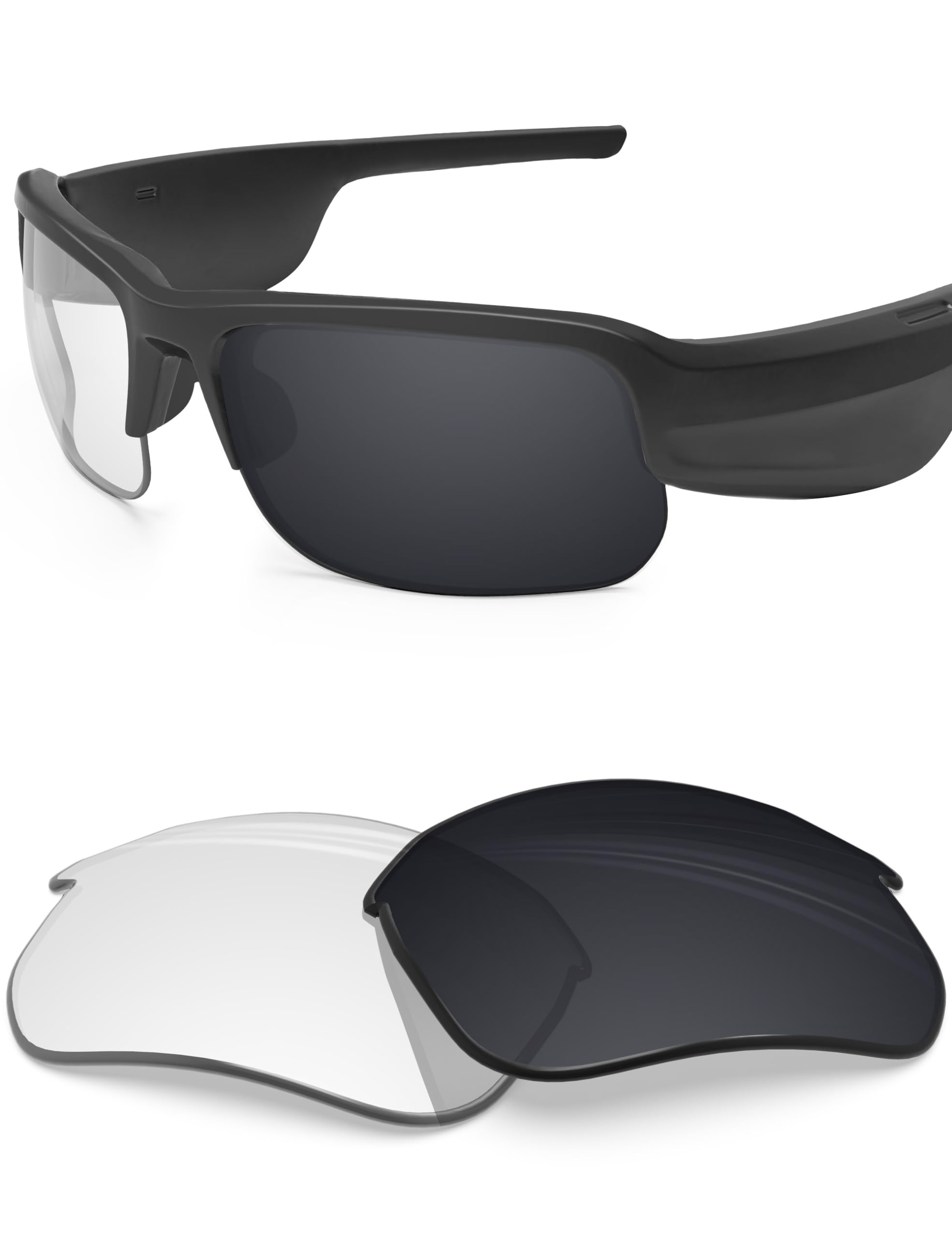 BLAZERBUCK Polycarbonate Replacement Lenses for BOSE Tempo Sunglasses - Clear Black Photochromic