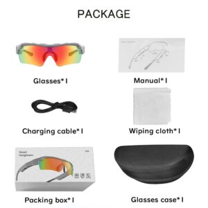GUAZI STORE Smart Bluetooth Glasses,Outdoor Glasses,Cycling Glasses/Driving Glasses, Listening to Music/answering Calls/Starting Voice Assistants, UV Lenses, Stereo Speakers, white