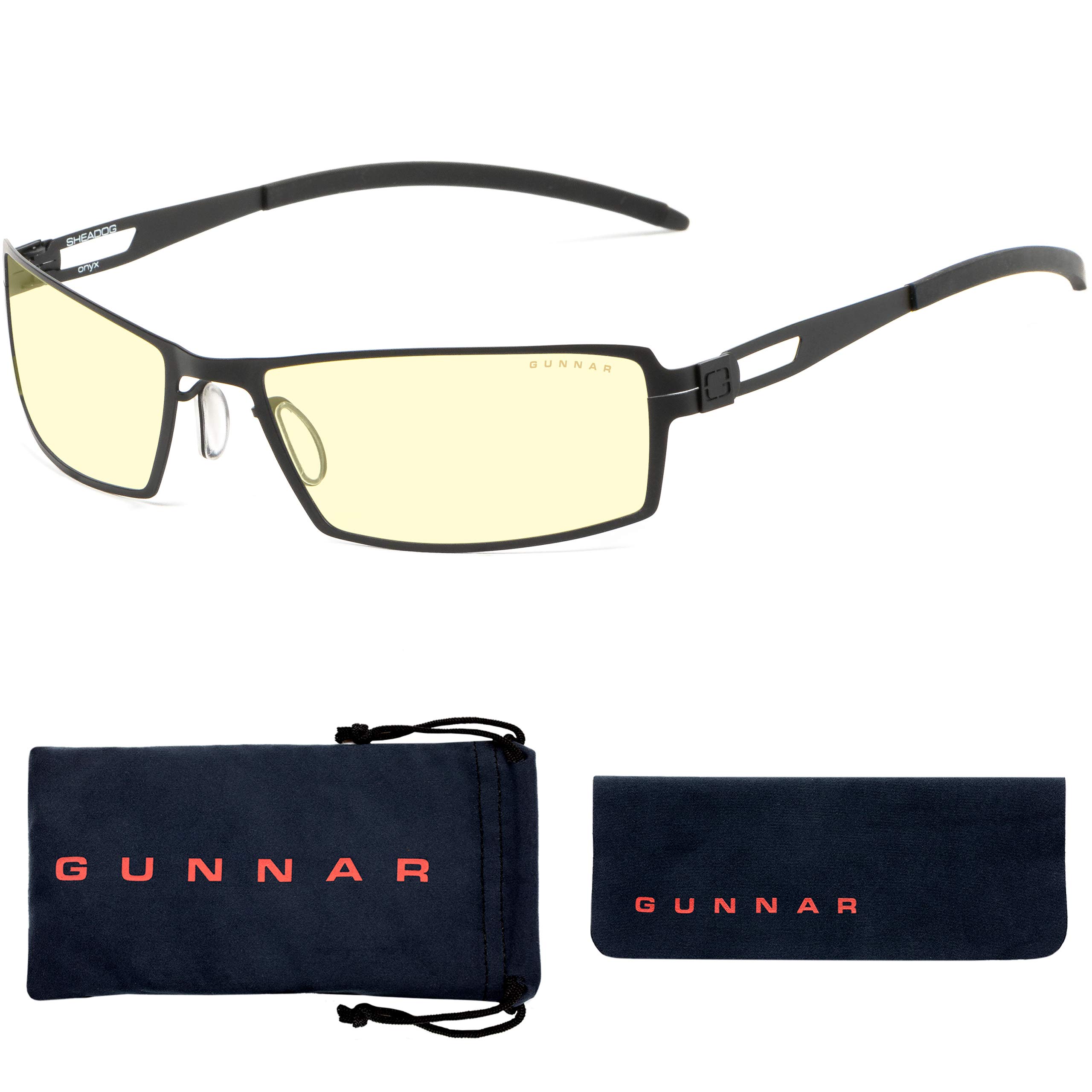 GUNNAR - Premium Gaming and Computer Glasses - Blocks 65% Blue Light - SheaDog, Onyx, Amber Tint