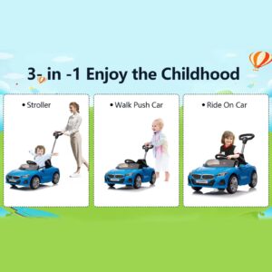 Voupou Kids' Push Ride-Ons Push Ride-on Car for Toddlers 1-5, Licensed BMW Z4 Toddler Push Car with Adjustable Push Rod/Horn Music/Silent Wheel, Push Car for Baby (Blue)