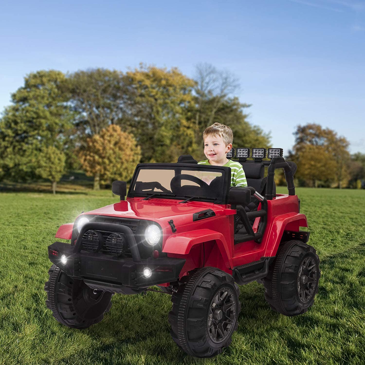 OTTARO Kids Electric Car Ride on Car Truck, Battery Kids Car w/Parent Remote Control, 12V Battery Powered Electric Car for Kids, 3 Speeds,Spring Suspension, MP3 Player (Red)