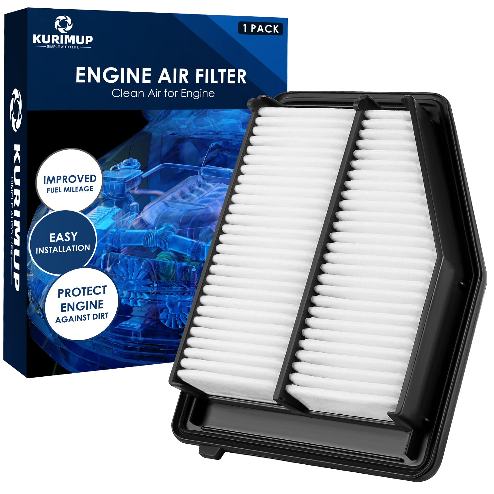 KURIMUP CA11113 Replacement Engine Air Filter, Efficient Filtration Offers 99% Air Purification, Fit for Honda Civic 1.8L L4 Only Gas (2012-2015) and Acura ILX Base 2.0L L4 Gas (2013-2015).