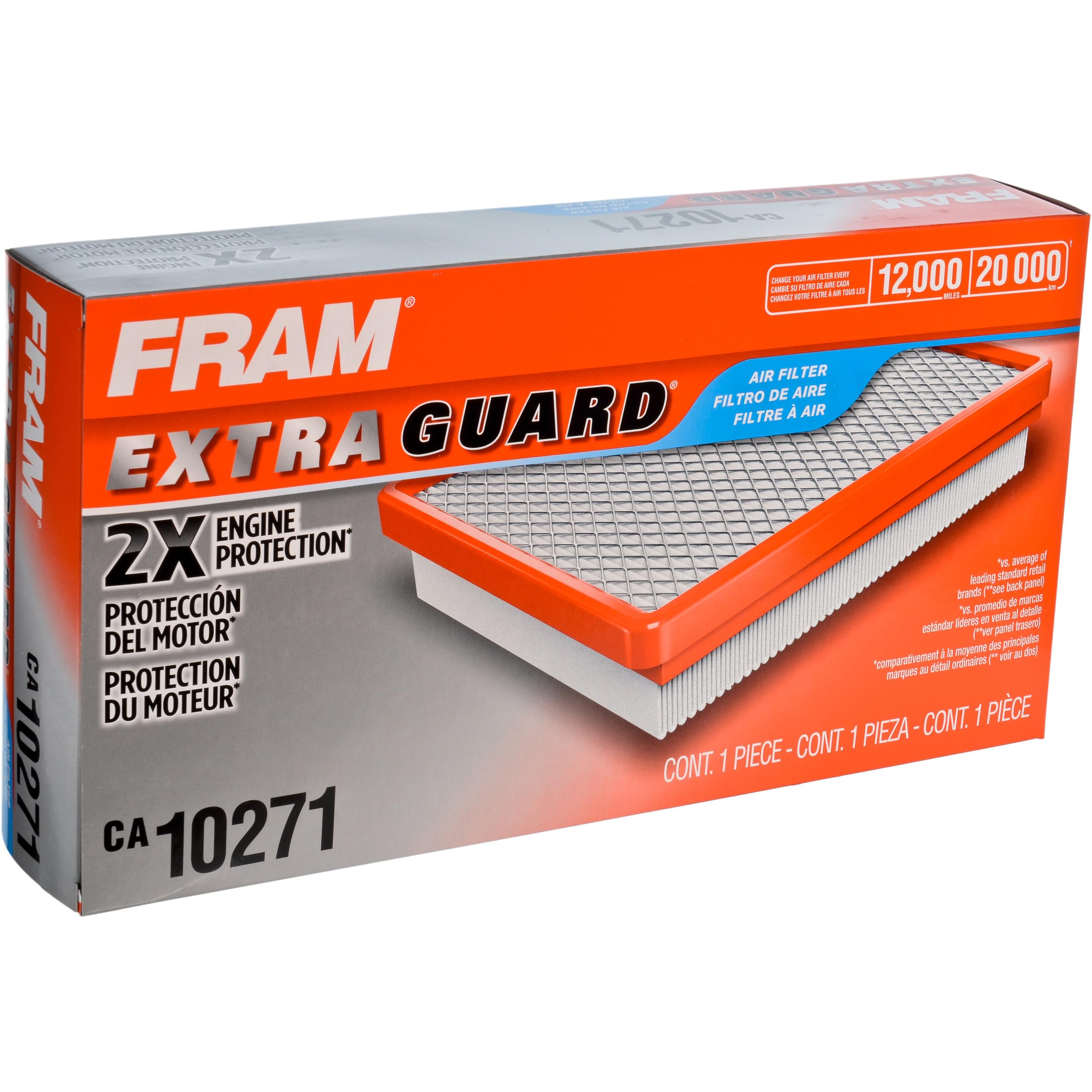 FRAM Extra Guard CA10271 Replacement Engine Air Filter for Select Hyundai Entourage and Kia Sedona Models, Provides Up to 12 Months or 12,000 Miles Filter Protection