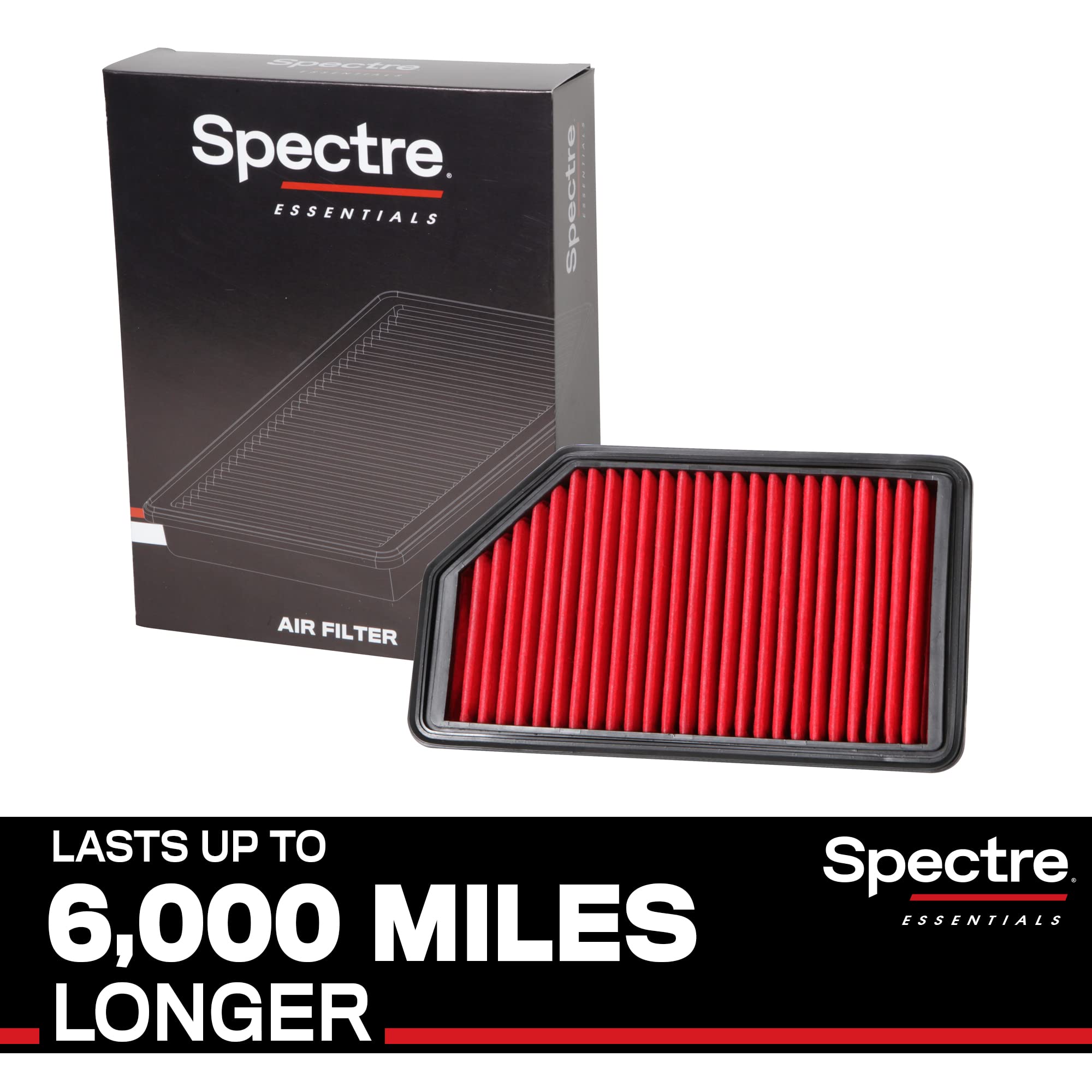 Spectre Essentials Engine Air Filter by K&N: Premium, 50-Percent Longer Life: Fits Select 2012-2019 HYUNDAI/KIA (Accent, Veloster, Soul, Rio), SPA-2472