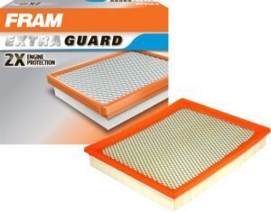 fram extra guard engine air filter replacement, easy install w/advanced engine protection and optimal performance, ca7440 for select infiniti, jeep and nissan vehicles, white