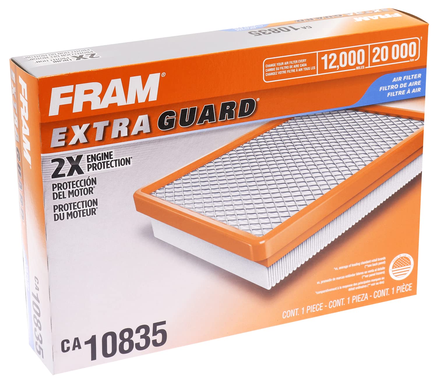 FRAM Extra Guard CA10835 Replacement Engine Air Filter for Select Lexus and Toyota Models, Provides Up to 12 Months or 12,000 Miles Filter Protection