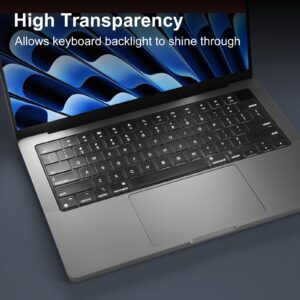 BlueSwan Keyboard Cover for 2021 2022 2023 M1/M2/M3 Pro/Max MacBook Pro 14/16 A2442 A2485 A2779 A2780, M2 MacBook Air 15/13 A2941 A2681, US Layout, Keyboard Protector Accessories