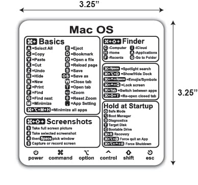 317 Graphics - Mac Shortcut Sticker - Mac OS Shortcuts Sticker White (M1+Intel), Laptop Keyboard Shortcuts Stickers for MacBook, Compatible with 13-16 Inch MacBook Air/Pro (1pc)