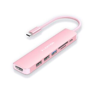 lention usb c hub with 100w charging, 4k hdmi, dual card reader, usb 3.0 & 2.0 compatible 2023-2016 macbook pro, new mac air/surface, chromebook, more, stable driver adapter (cb-ce18, rose gold)