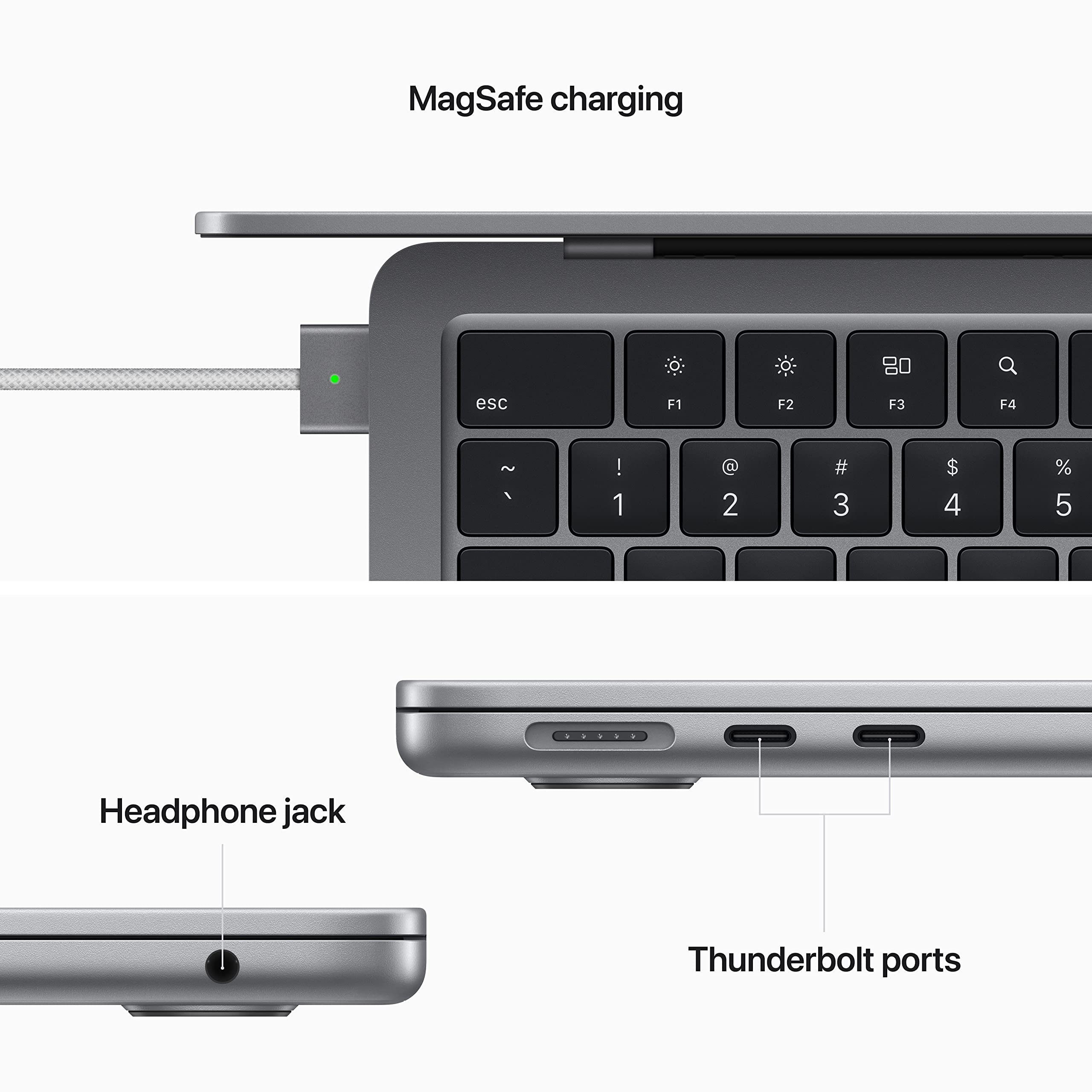 Apple 2022 MacBook Air with M2 chip, 8 core CPU, 10 core GPU, 16GB RAM, 512GB SSD Storage - Space Gray (Z15T0005G)