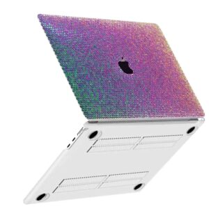 teazgopx bling diamond macbook air 13 inch case 2022 2021 2020 2019 2018 release m1 a2337 a2179 a1932 touch id,glitter sparkle rhinestone case fashion luxury shiny crystal hard shell for women girls