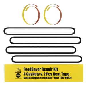 Repair Kit for FoodSaver: Upper/Lower Gasket, Heat Strip Replacement - 4 Foam Gaskets, 2 Strips Fits V2200, V2400, V2800, V3000, V3200 Series Vacuum Sealers Replaces Food Saver T910-00075 by OutOfAir