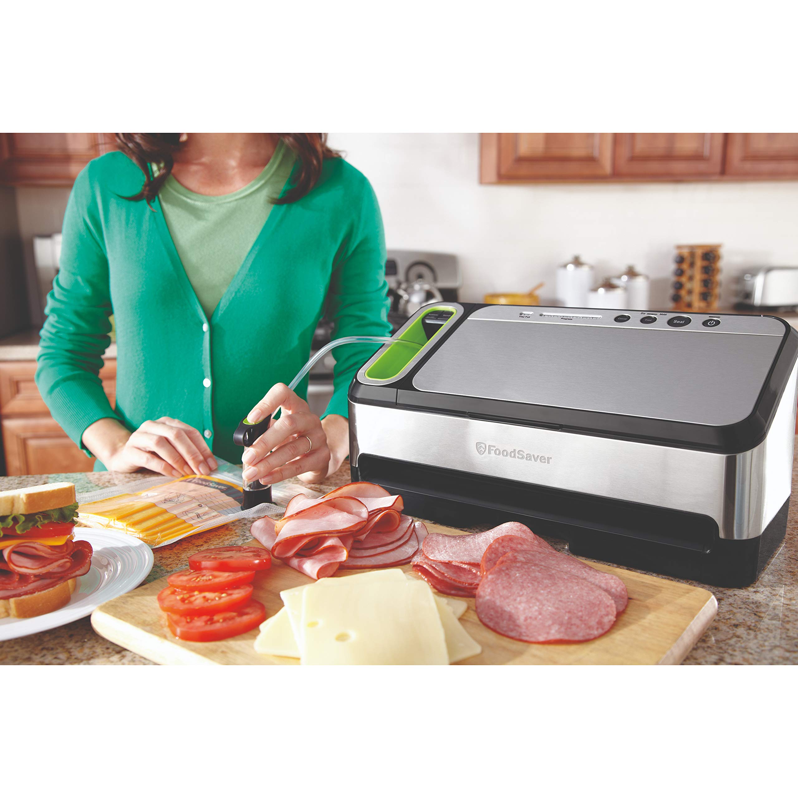 FoodSaver 2-in-1 Vacuum Sealing System with Starter Kit, 4800 Series, v4840 & FoodSaver 8" & 11" Rolls with unique multi layer construction, BPA free, Multi-Pack