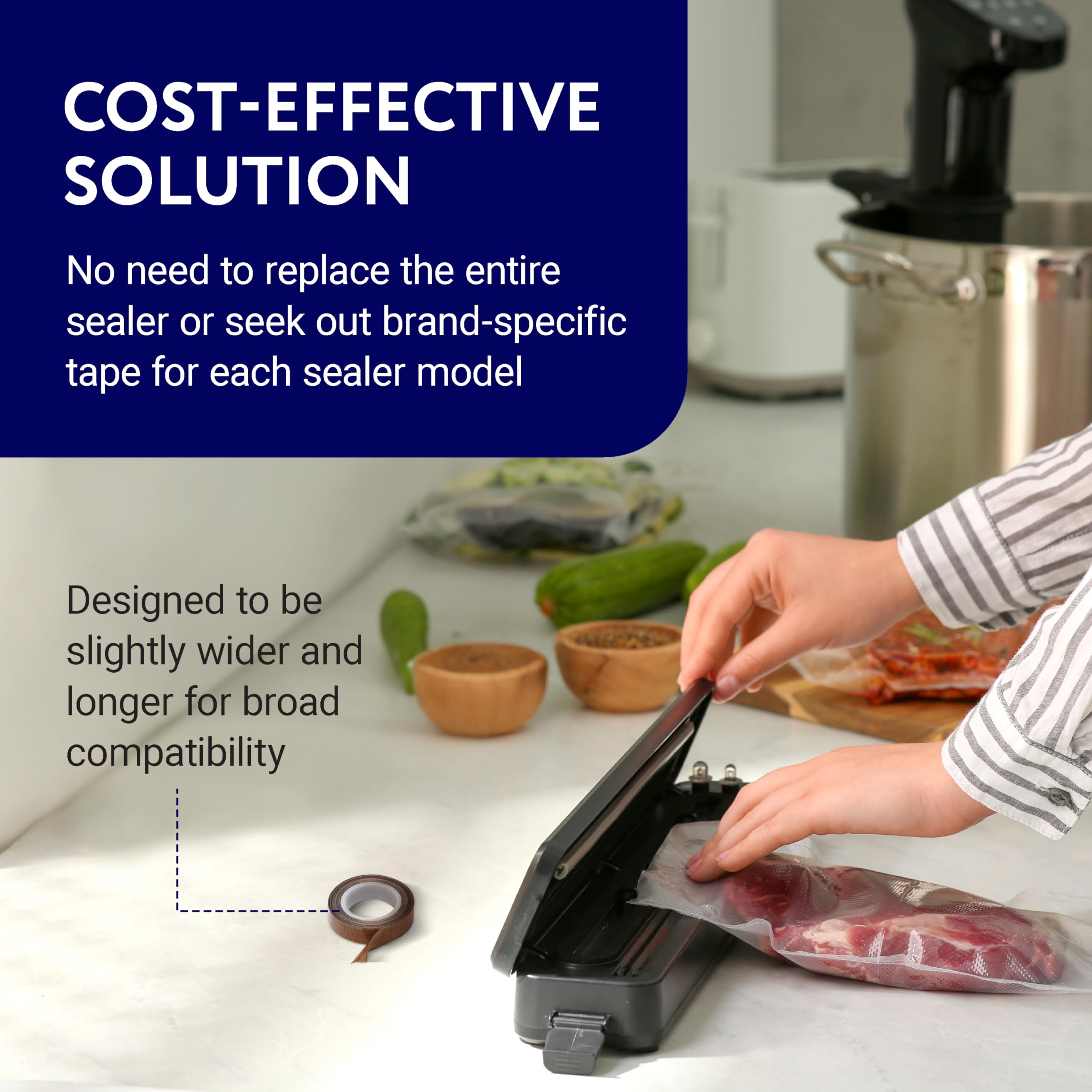 IMPRESA PTFE Tape/Teflon Tape for Vacuum, Hand and Impulse Sealers (1/2-inch x 30 feet) - Fits FoodSaver, Seal A Meal, Weston, Cabella's