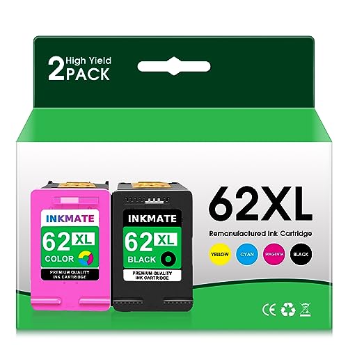 62XL Ink Cartridges Comba Pack Replacement for HP 62xl Ink 62XL Works with HP Envy 5540 5549 5640 5660 7640 7645 (2Pack 1Black,1Color)