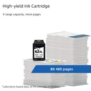 Ubinki Remanufactured Ink Cartridge Replacement for HP 62XL 62 HP62 XL HP62XL Ink (Black, 2Pack) to use with Envy 7645 7640 5660 5540 5640 OfficeJet 5740 5741 8040 OfficeJet 250 200 Series Printer