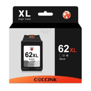 coccink 62xl ink cartridge replacement for hp envy 5660 7645 7640 5642 5643 5640 officejet 250 5740 200 5746 5745 200 250 deskjet 5645 printer for hp 62 xl hp62 hp62xl printer ink (1 black)