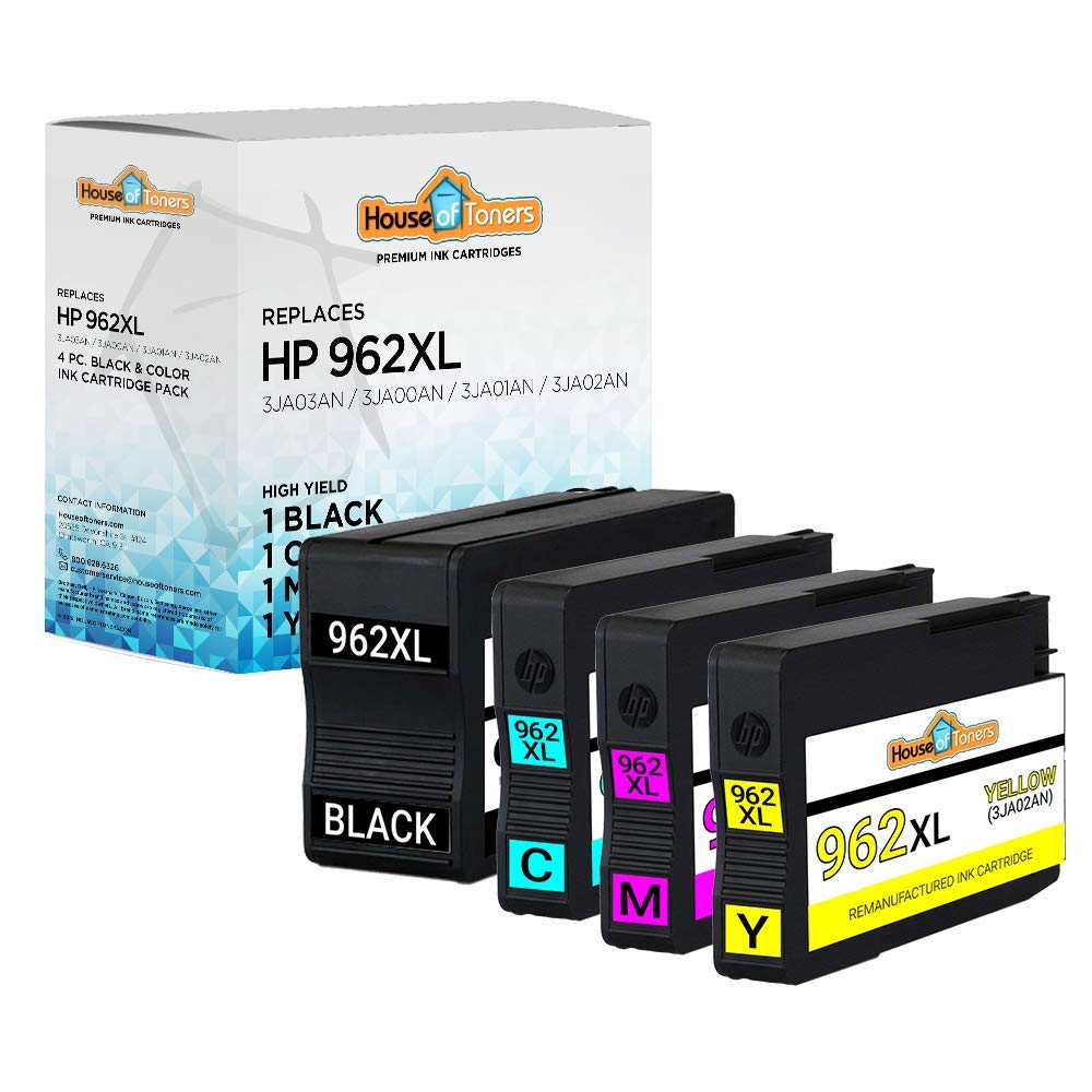 Houseoftoners Remanufactured for HP 962XL Ink Cartridge High Yield Replacement for HP 962XL Envy (5540, 7645) OfficeJet (5740, 5742, 8040, 8045, 5742, 5743, 5744, 5745) - 4-Pack (Multicolor)