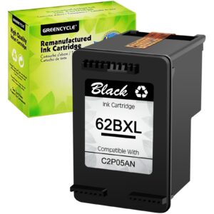 greencycle Remanufactured 62XL 62 XL Black Ink Cartridge Replacement Compatible for HP Envy 5540 5640 5660 7644 7645 OfficeJet 5740 8040 OfficeJet 200 250 Series Printer (1 Pack)