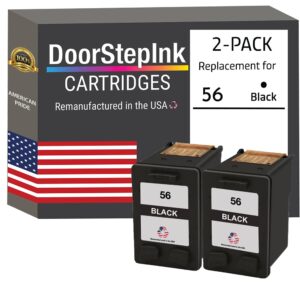 doorstepink remanufactured ink cartridge replacements for hp 56 (2 black cartridges) for printers hp deskjet 450cbi, 450ci, 450wbt, 5150, 5150w, 5160, 5550, 5650, 5650v, 5850, 5850w