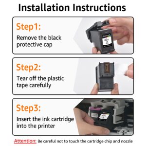 NineLeaf Remanufactured Ink Cartridge Replacement for HP 62XL 62 XL use in Envy 5540 5640 5660 7644 7645 OfficeJet 5740 8040 OfficeJet 200 250 Series Inkjet Printer（2 Pack Black