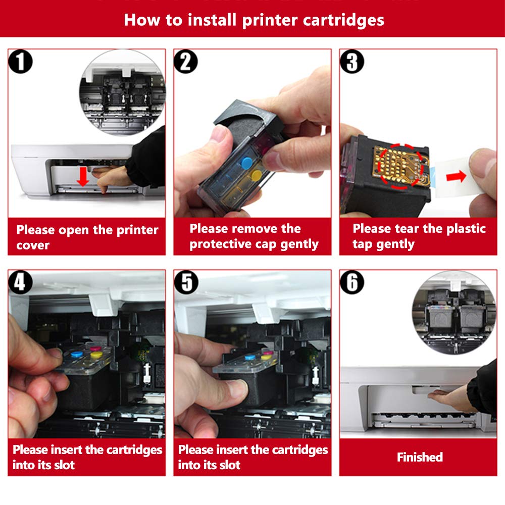 LEBOK for HP-62XL Fine Cartridge Remanufactured for HP 62 XL Ink Cartridges 2 Black for HP Envy 5540 5640 5660 7640 8000 OfficeJet 5740 8040 8045 OfficeJet 200 250 258 Mobile Printer