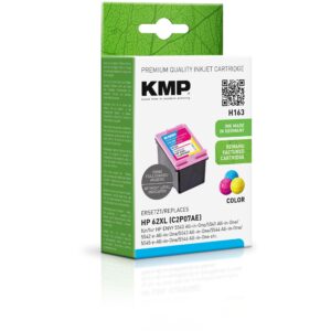 KMP H163 Ink Cartridge Remanufactured for HP 62XL Magenta Cyan Yellow for HP OfficeJet 5740/5700 Series Envy e-All-in-One 5540/5600 Series etc.