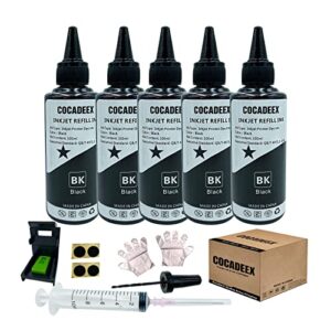 cocadeex 5 bottles black ink refill kit compatible with ink cartridges 67xl 65xl 64xl 63xl 62xl 61xl 60xl 667xl 664xl 662xl 21xl 56xl 901xl 67 65 64 63 62 61 60 21 901-500ml black ink