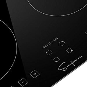 Empava 24 Inch Electric Stove Induction Cooktop with 4 Power Boost Burners Smooth Surface Vitro Ceramic Glass in Black 240V