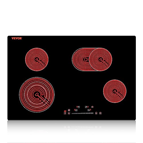 VEVOR Electric Stove Top 30 Inch,4 Burners Electric Cooktop,9 Power Levels & Sensor Touch Control,Easy to Clean Ceramic Glass Surface,Child Safety Lock,240V