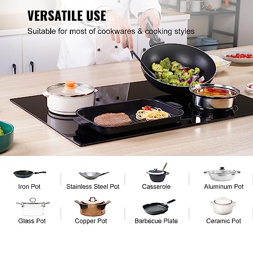 VEVOR Electric Stove Top 30 Inch,4 Burners Electric Cooktop,9 Power Levels & Sensor Touch Control,Easy to Clean Ceramic Glass Surface,Child Safety Lock,240V