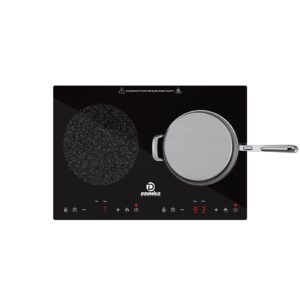 Doumigo Induction Cooktop, 120V 2 Burners Electric Stove with Smooth Surface Touch Screen, 8 Temperature Choices Cooktop with Kid Safety Lock and Timer, 12 Inch