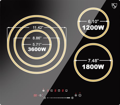 K&H 3 Burner 24 Inch Built-in Electric Stove Top Radiant Ceramic Cooktop Touch SLIDER Control 240V 6600W CE24-6605SL