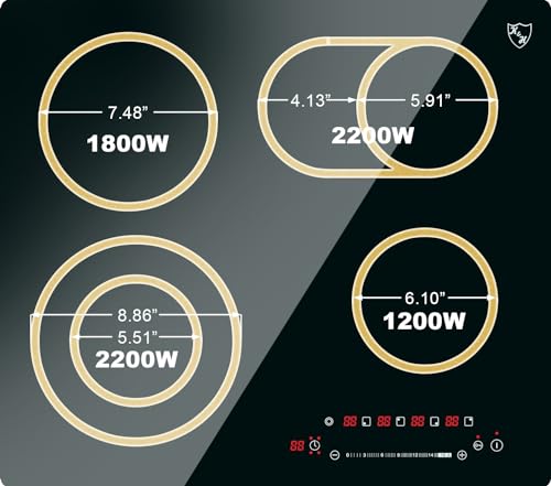 K&H 4 Burner 24 Inch Built-in Electric Stove Top Radiant Ceramic Cooktop SLIDER Touch Control 240V 7200W CE24-7206SL