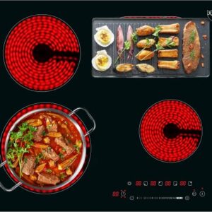 K&H 4 Burner 24 Inch Built-in Electric Stove Top Radiant Ceramic Cooktop SLIDER Touch Control 240V 7200W CE24-7206SL