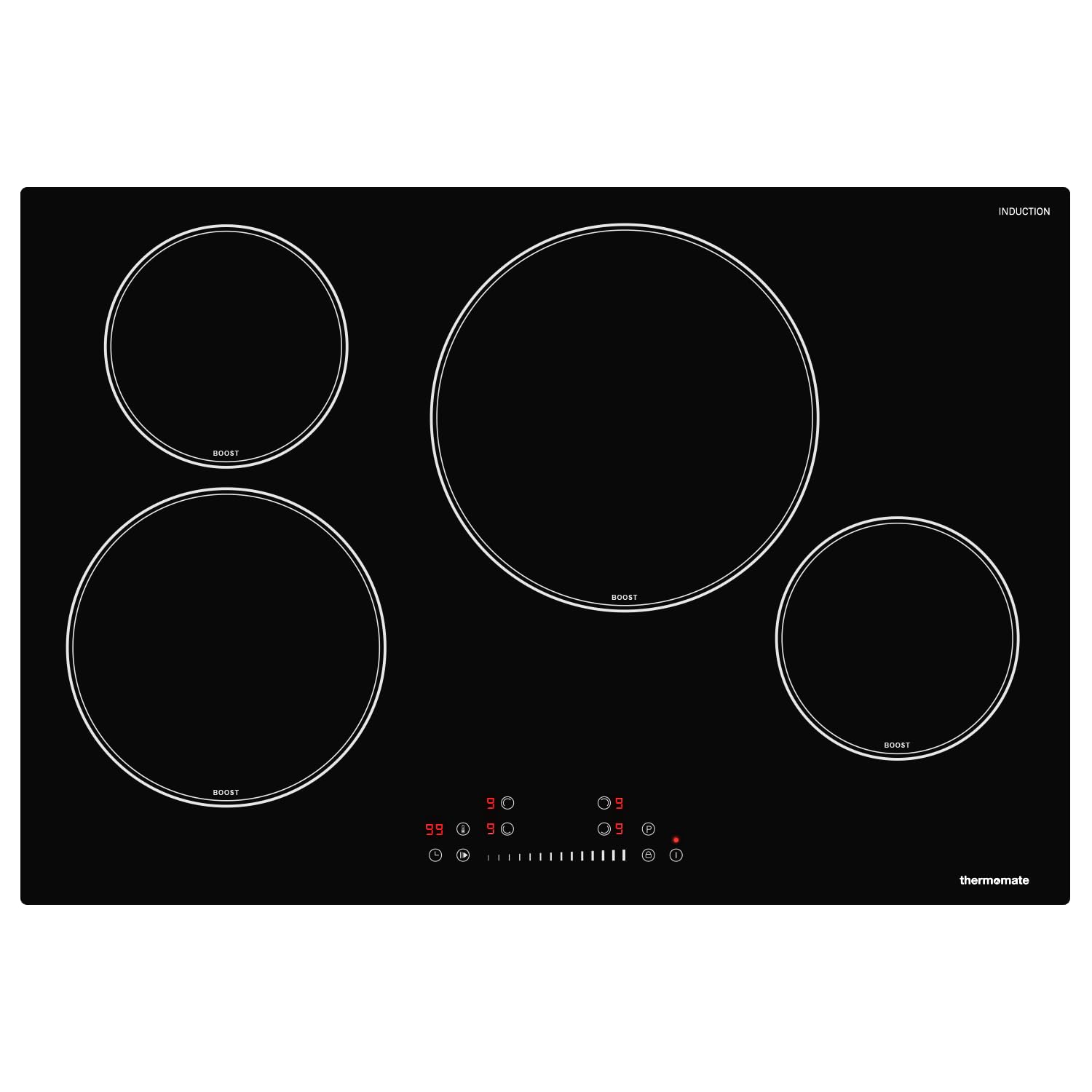 thermomate 30 Inch Induction Cooktop, 6500W Built in Induction Stove Top with 4 Boost Burner, ETL & FCC Certified Electric Cooktop, 9 Heating Level, Timer & Child Lock, Sensor Touch, 240V