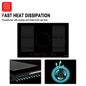 GASLAND Induction Cooktop 30 Inch, Built-in Electric Cooktop IH77BFH 5 Booster Burners Including 2 Flexi Element, 9 Power Levels, Sensor Touch Control, Safety Lock, 1-99 Minutes Timer, 240V
