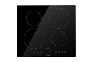 empava 24” electric stove induction cooktop with 4 power boost burners smooth surface vitro ceramic glass in black, 24 inch