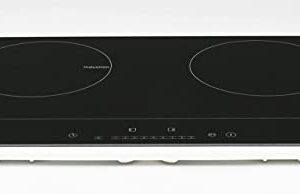 K&H 2 Burner Double Dual 24 Inch Induction ULTRA SLIM Electric Stove Top Ceramic Cooktop White 120V 1800W IN-DD18-120S