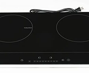 K&H 2 Burner Double Dual 24 Inch Induction ULTRA SLIM Electric Stove Top Ceramic Cooktop White 120V 1800W IN-DD18-120S