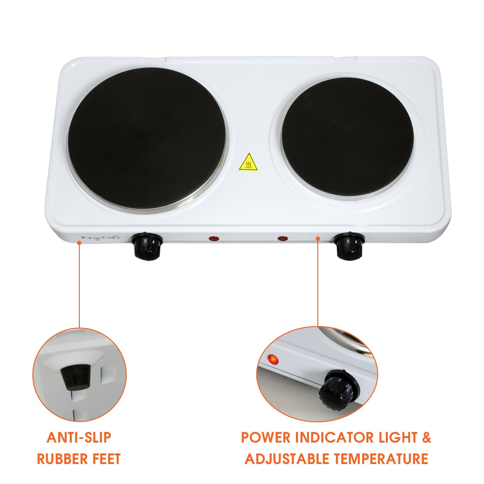 MegaChef Portable Easy Clean Dual Electric Cooktop Countertop Burner Stove