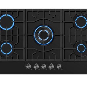 Empava 30" Gas Stove Cooktop LPG/NG Convertible with 5 Italy SABAF Burners Tempered Glass in Black, 30 Inch