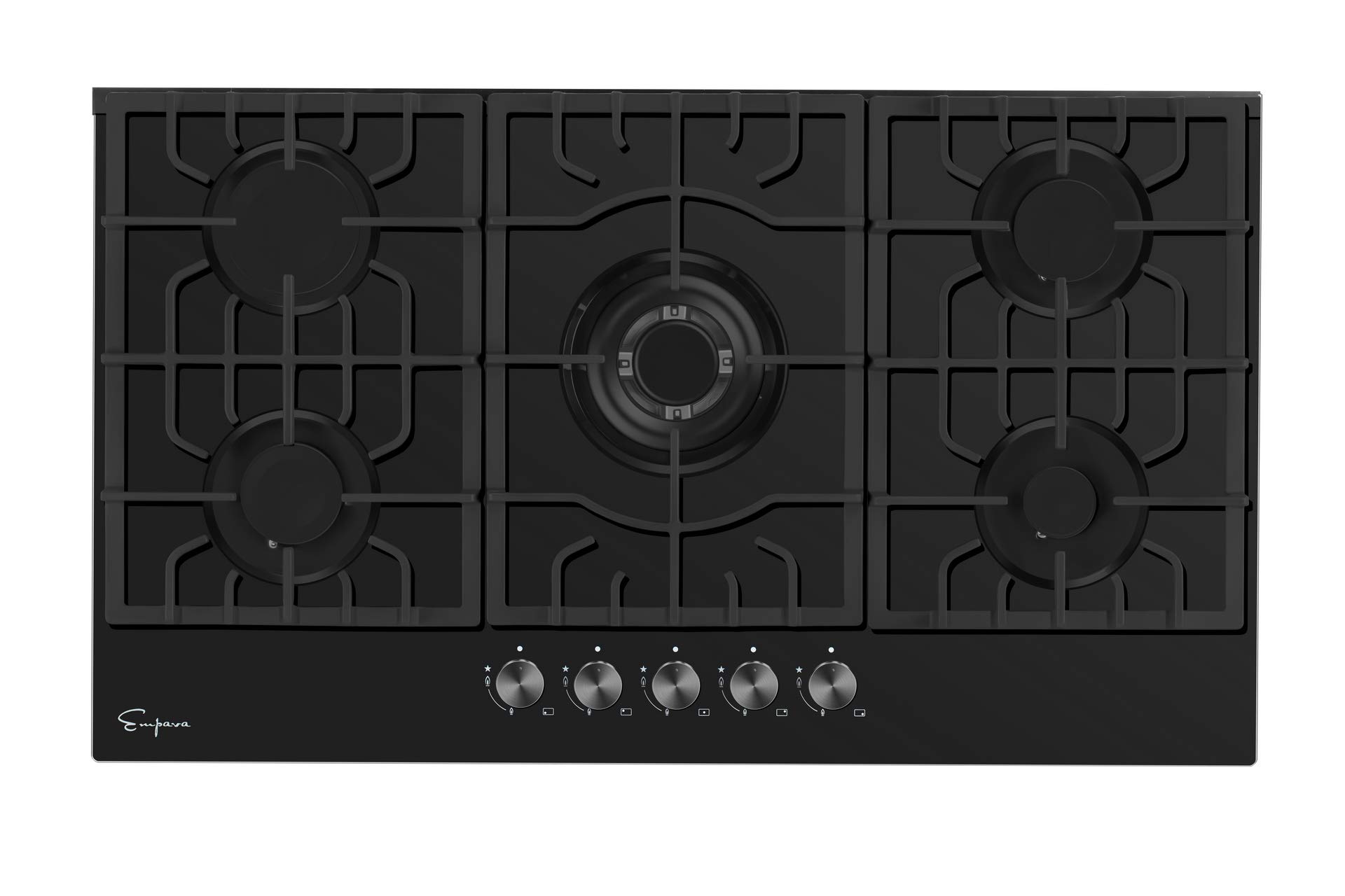 Empava 30" Gas Stove Cooktop LPG/NG Convertible with 5 Italy SABAF Burners Tempered Glass in Black, 30 Inch