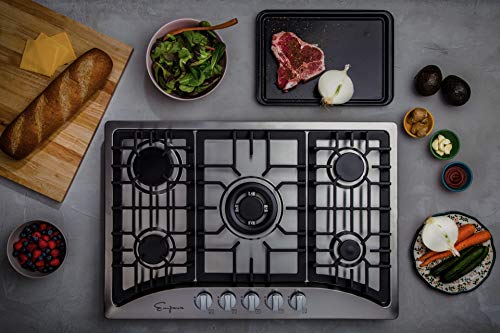 Empava 30 Inch Gas Cooktop with 5 World Class Made in Italy SABAF Burners, LPG/NG Convertible, Ideal RV Top Stoves for Kitchen, Stainless Steel