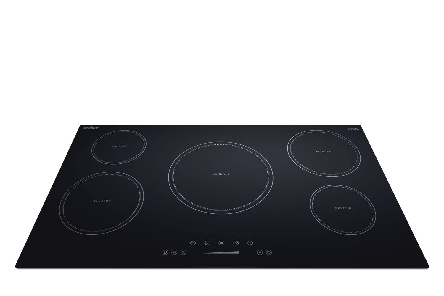 Summit SINC5B36W 36-inch 5 burner Digital Electric Induction Cooktop, White Ceramic Glass, 208V-240V, 9300W, Child lock, Energy Efficient, Timer, Easy to Clean