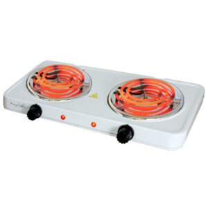 megachef portable dual electric countertop burner coil cooktop tabletop stove